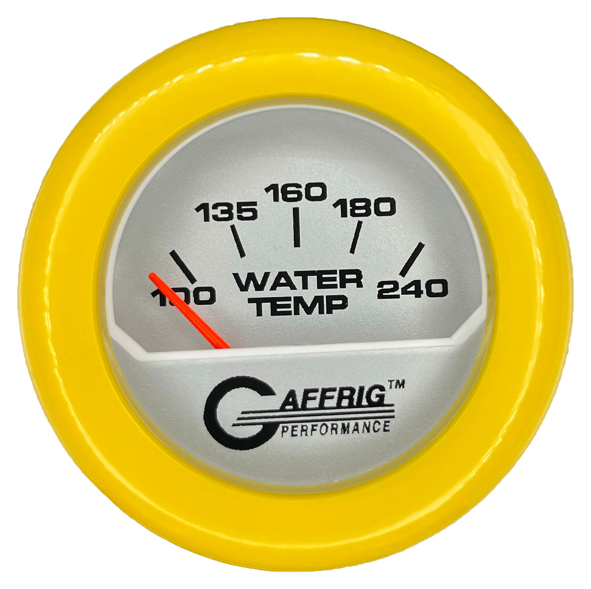 GAFFRIG 2 INCH ELECTRIC WATER TEMP 100-240 F GAUGE FAT RIM (218) / YELLOW / PLATINUM