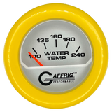 GAFFRIG 2 INCH ELECTRIC WATER TEMP 100-240 F GAUGE FAT RIM (218) / YELLOW / PLATINUM