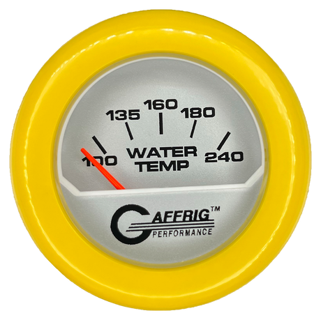 GAFFRIG 2 INCH ELECTRIC WATER TEMP 100-240 F GAUGE FAT RIM (218) / YELLOW / PLATINUM