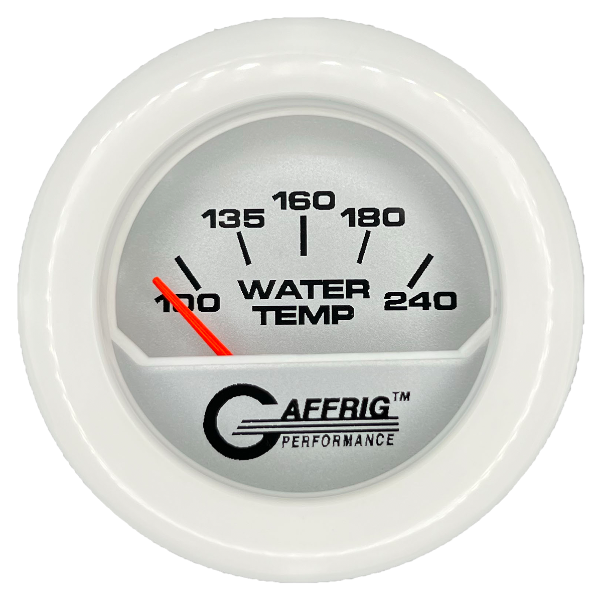 GAFFRIG 2 INCH ELECTRIC WATER TEMP 100-240 F GAUGE FAT RIM (218) / WHITE / PLATINUM