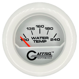 GAFFRIG 2 INCH ELECTRIC WATER TEMP 100-240 F GAUGE FAT RIM (218) / WHITE / PLATINUM