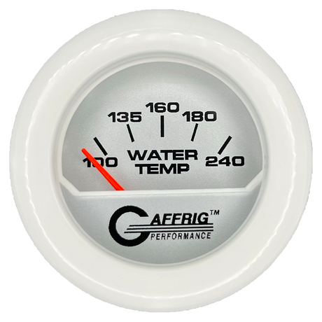 GAFFRIG 2 INCH ELECTRIC WATER TEMP 100-240 F GAUGE FAT RIM (218) / WHITE / PLATINUM