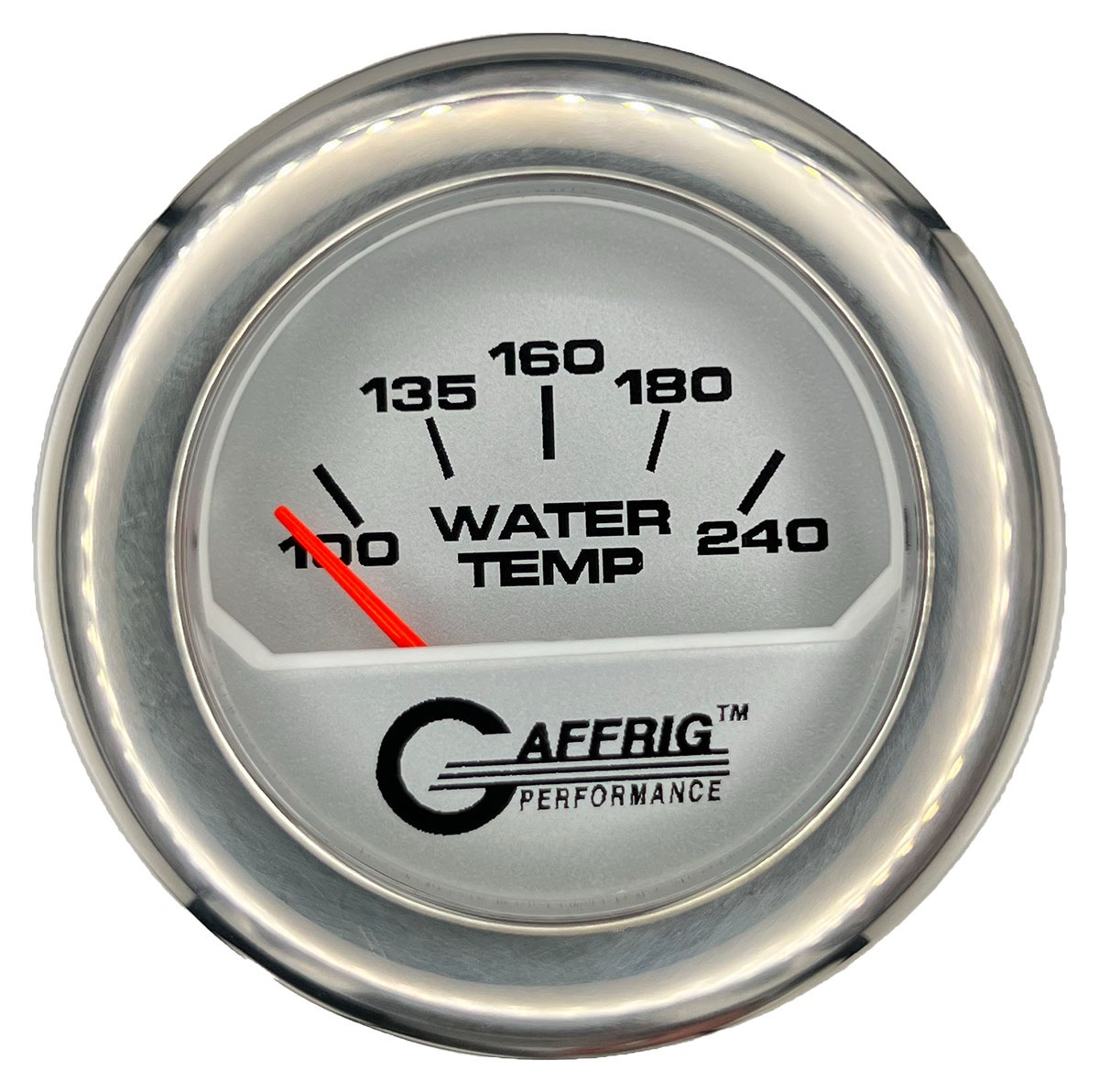 GAFFRIG 2 INCH ELECTRIC WATER TEMP 100-240 F GAUGE FAT RIM (218) / CHROME/POLISHED / PLATINUM