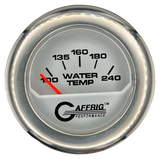 GAFFRIG 2 INCH ELECTRIC WATER TEMP 100-240 F GAUGE FAT RIM (218) / CHROME/POLISHED / PLATINUM