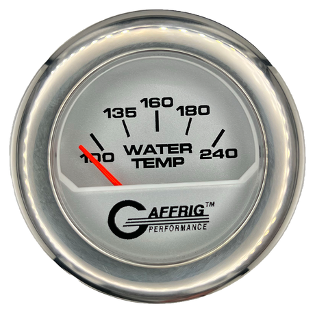 GAFFRIG 2 INCH ELECTRIC WATER TEMP 100-240 F GAUGE FAT RIM (218) / CHROME/POLISHED / PLATINUM