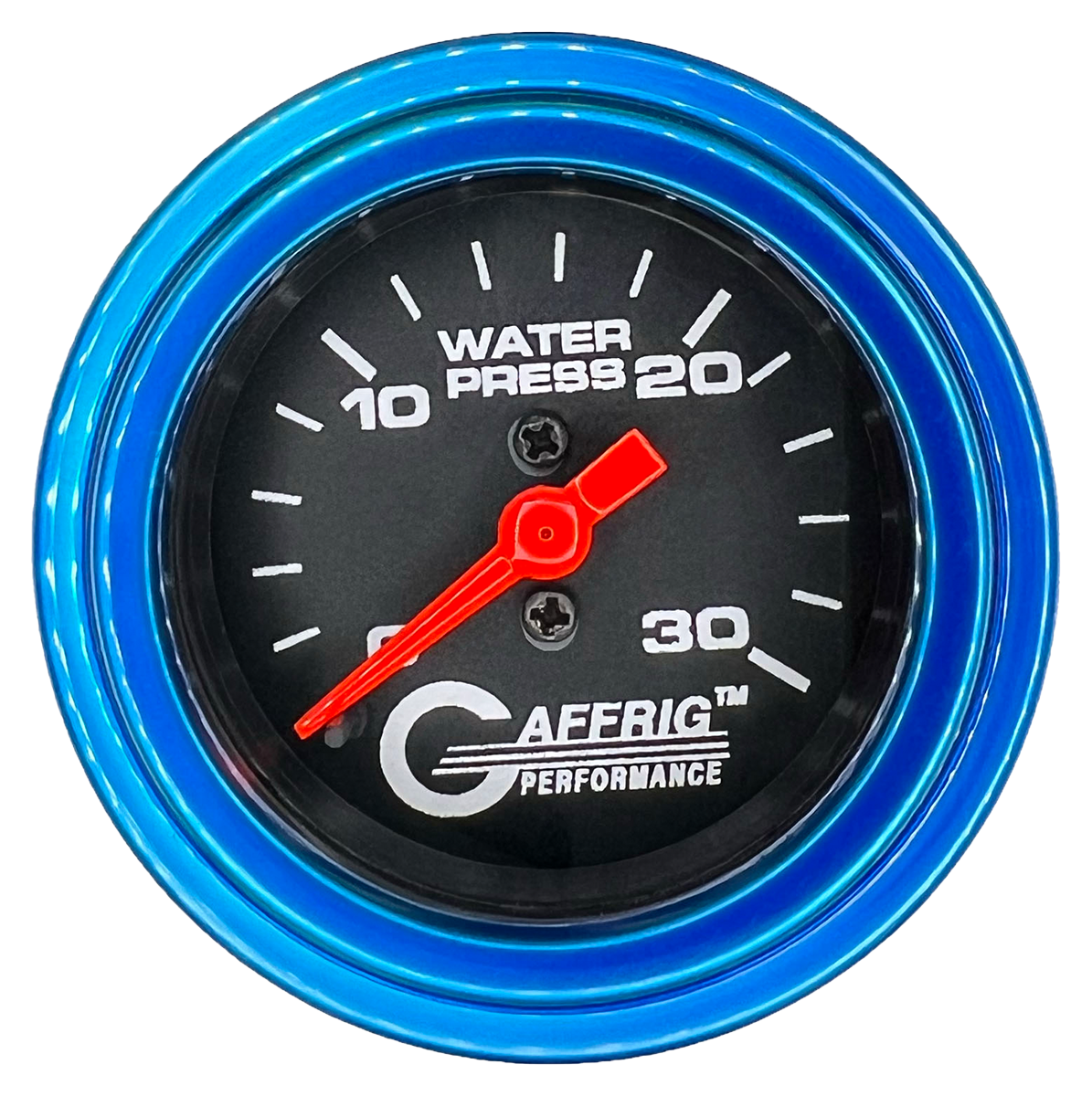 GAFFRIG 2 INCH MECHANICAL WATER PRESSURE 0-30 PSI GAUGE STEP RIM (002) / BLUE / BLACK