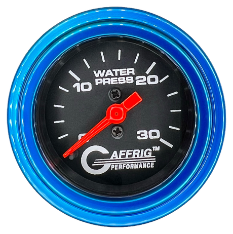 GAFFRIG 2 INCH MECHANICAL WATER PRESSURE 0-30 PSI GAUGE STEP RIM (002) / BLUE / BLACK