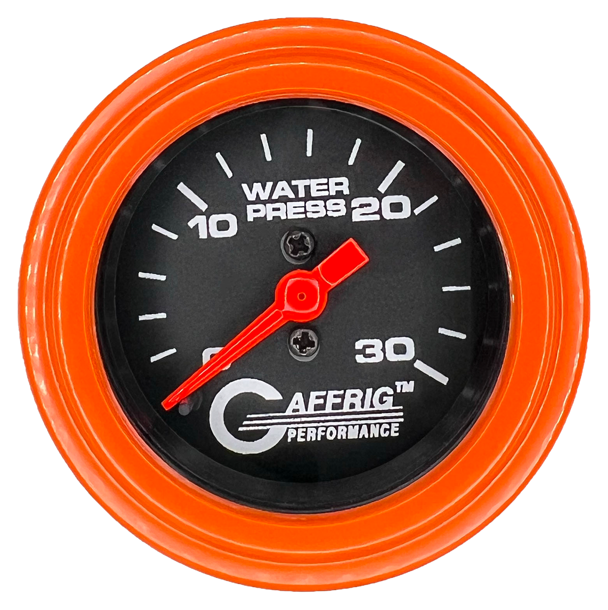 GAFFRIG 2 INCH MECHANICAL WATER PRESSURE 0-30 PSI GAUGE STEP RIM (002) / ORANGE / BLACK