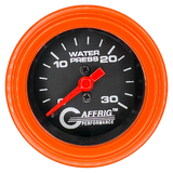 GAFFRIG 2 INCH MECHANICAL WATER PRESSURE 0-30 PSI GAUGE STEP RIM (002) / ORANGE / BLACK