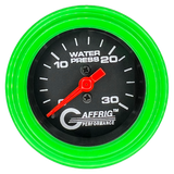 GAFFRIG 2 INCH MECHANICAL WATER PRESSURE 0-30 PSI GAUGE STEP RIM (002) / LIME GREEN / BLACK