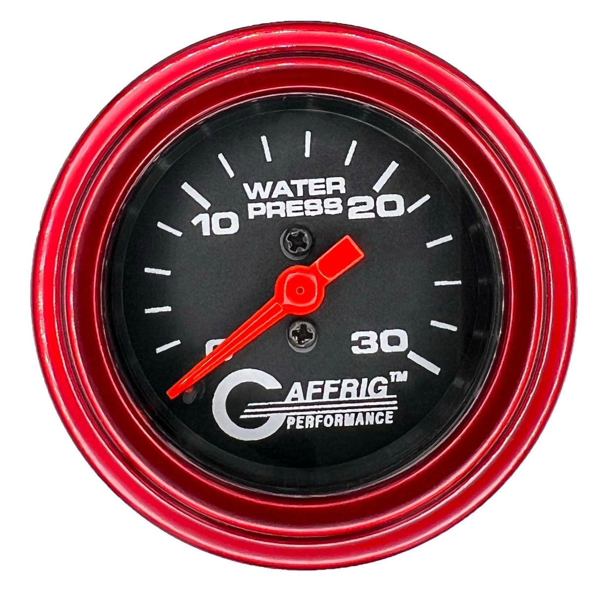 GAFFRIG 2 INCH MECHANICAL WATER PRESSURE 0-30 PSI GAUGE STEP RIM (002) / RED / BLACK