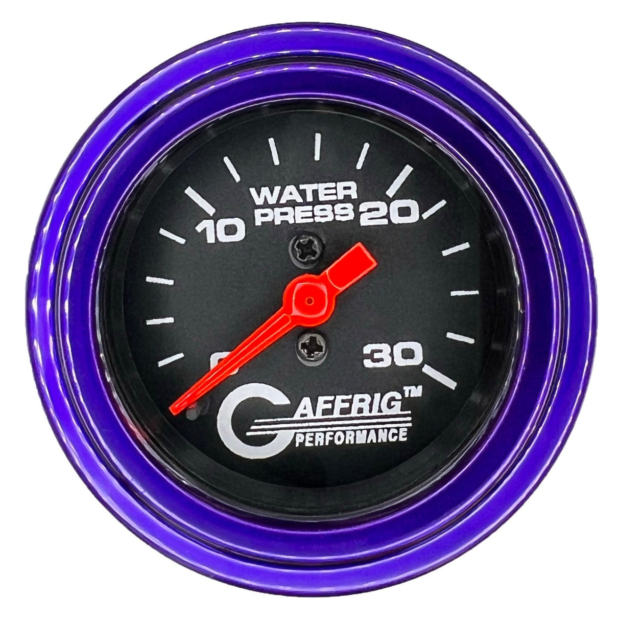 GAFFRIG 2 INCH MECHANICAL WATER PRESSURE 0-30 PSI GAUGE STEP RIM (002) / PURPLE / BLACK