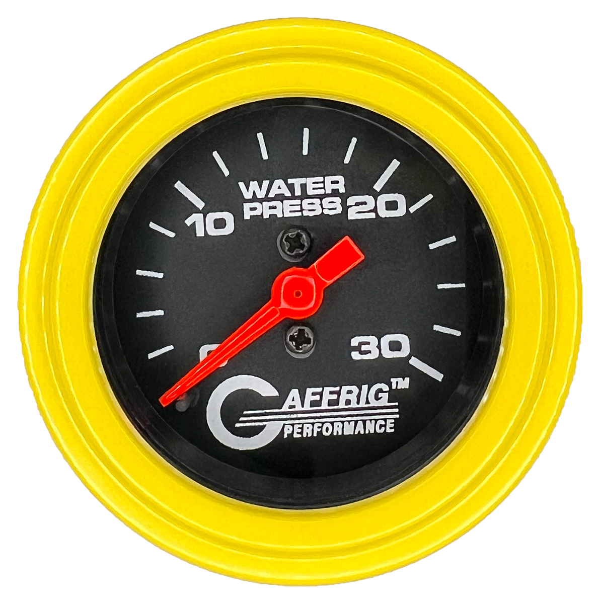 GAFFRIG 2 INCH MECHANICAL WATER PRESSURE 0-30 PSI GAUGE STEP RIM (002) / YELLOW / BLACK