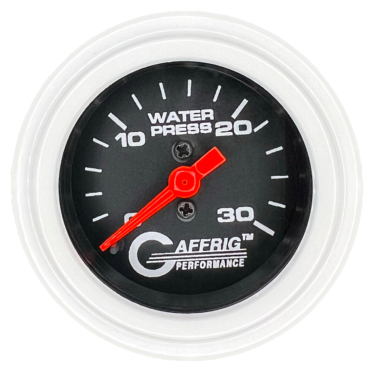 GAFFRIG 2 INCH MECHANICAL WATER PRESSURE 0-30 PSI GAUGE STEP RIM (002) / WHITE / BLACK