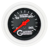 GAFFRIG 2 INCH MECHANICAL WATER PRESSURE 0-30 PSI GAUGE STEP RIM (002) / WHITE / BLACK