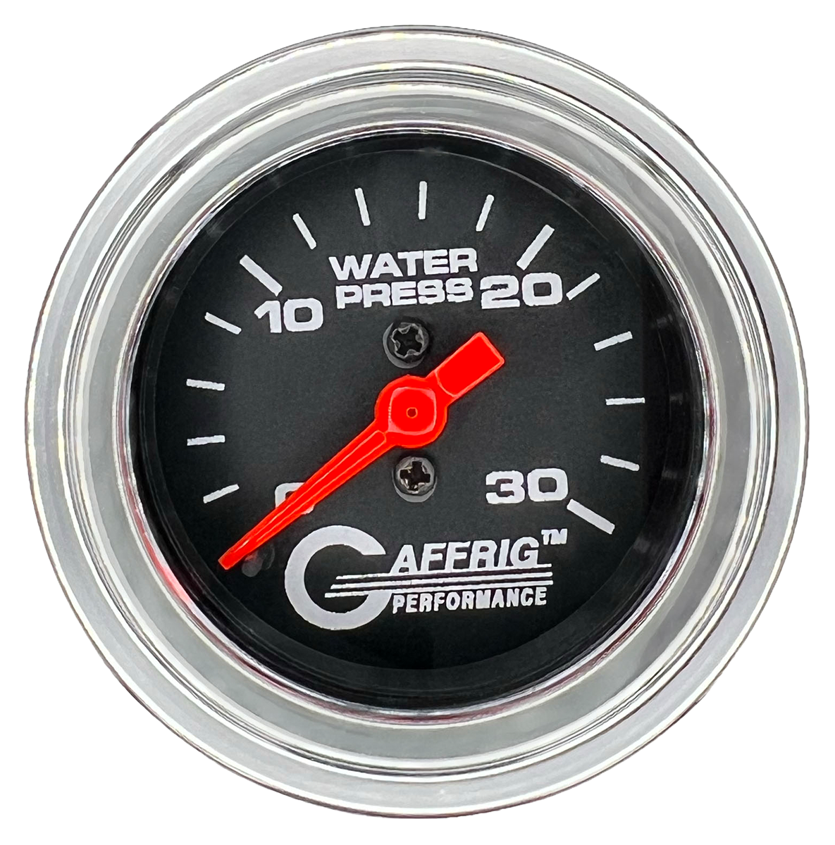 GAFFRIG 2 INCH MECHANICAL WATER PRESSURE 0-30 PSI GAUGE STEP RIM (002) / CHROME/POLISHED / BLACK