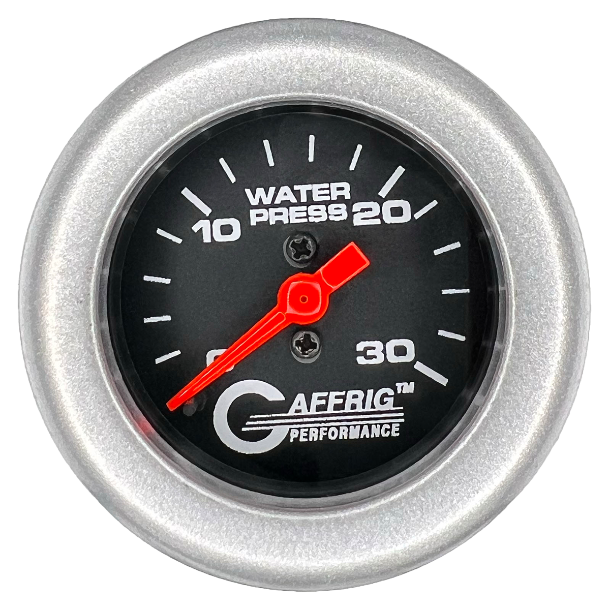 GAFFRIG 2 INCH MECHANICAL WATER PRESSURE 0-30 PSI GAUGE FAT RIM (218) / PLATINUM / BLACK