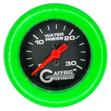 GAFFRIG 2 INCH MECHANICAL WATER PRESSURE 0-30 PSI GAUGE FAT RIM (218) / LIME GREEN / BLACK