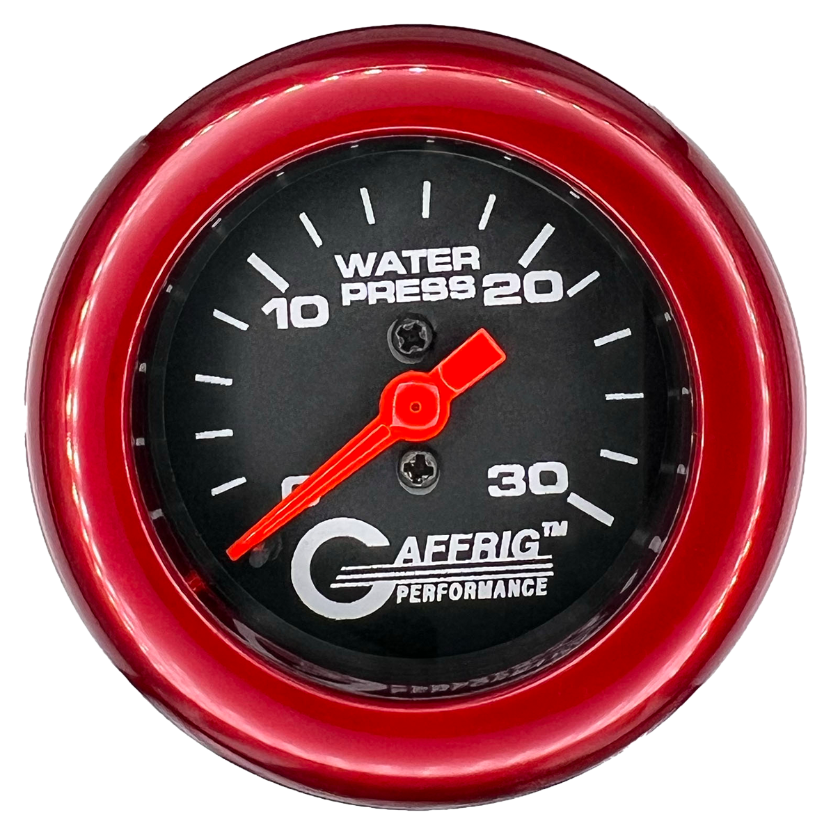 GAFFRIG 2 INCH MECHANICAL WATER PRESSURE 0-30 PSI GAUGE FAT RIM (218) / RED / BLACK