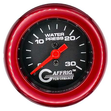 GAFFRIG 2 INCH MECHANICAL WATER PRESSURE 0-30 PSI GAUGE FAT RIM (218) / RED / BLACK