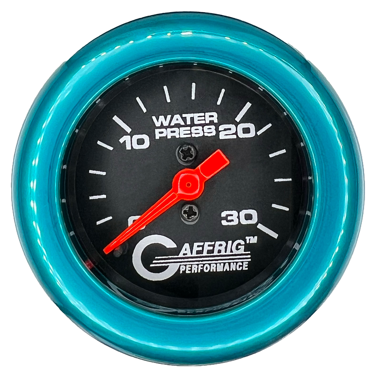 GAFFRIG 2 INCH MECHANICAL WATER PRESSURE 0-30 PSI GAUGE FAT RIM (218) / TEAL / BLACK