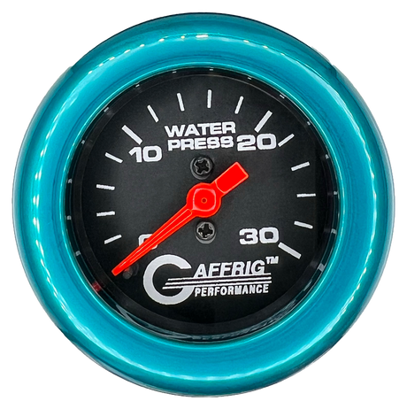 GAFFRIG 2 INCH MECHANICAL WATER PRESSURE 0-30 PSI GAUGE FAT RIM (218) / TEAL / BLACK