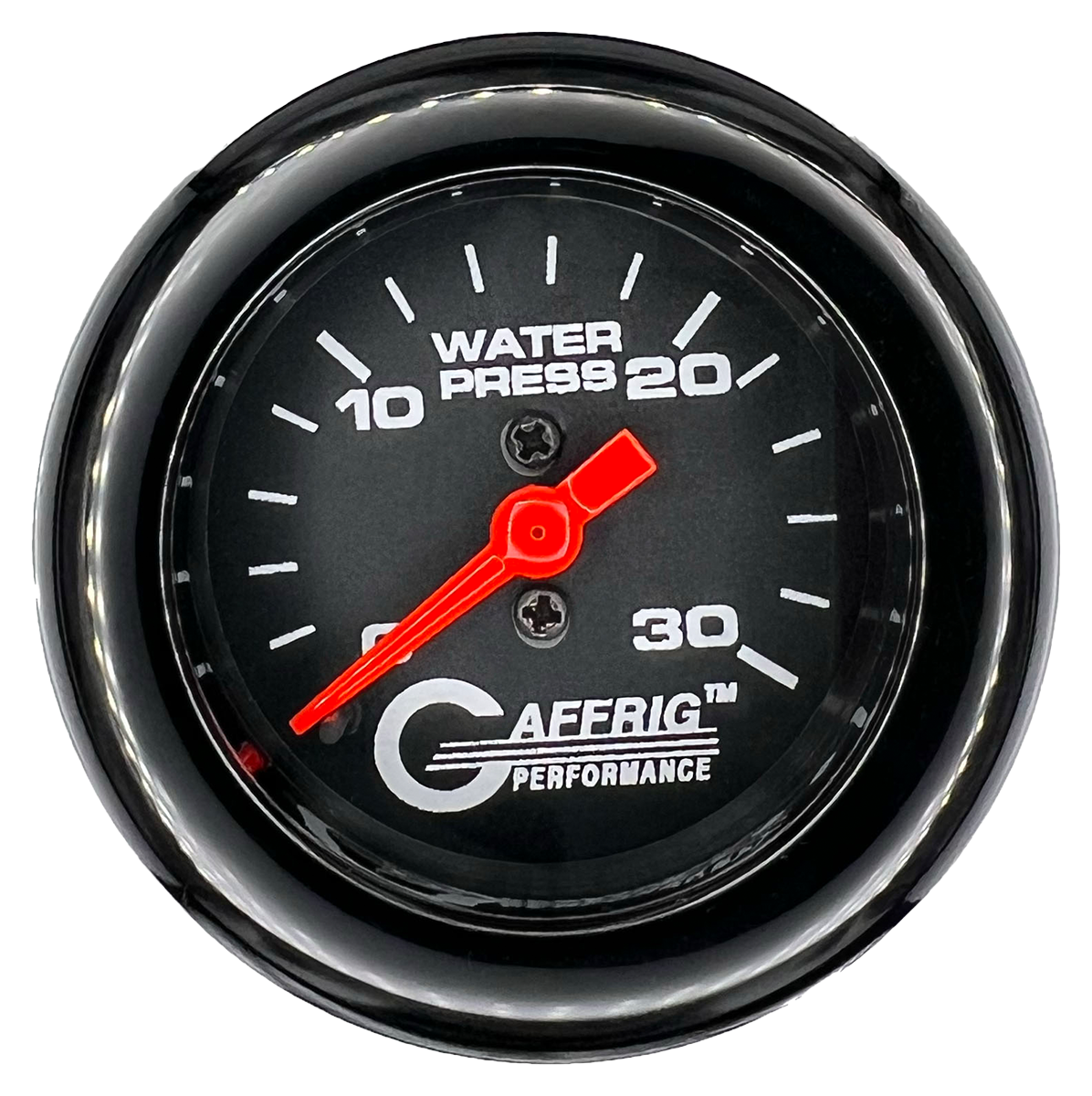 GAFFRIG 2 INCH MECHANICAL WATER PRESSURE 0-30 PSI GAUGE FAT RIM (218) / BLACK / BLACK