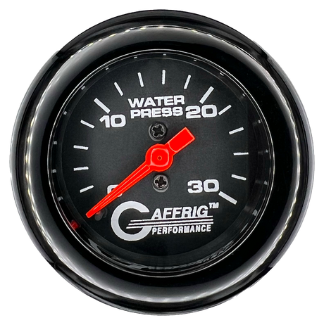 GAFFRIG 2 INCH MECHANICAL WATER PRESSURE 0-30 PSI GAUGE FAT RIM (218) / BLACK / BLACK