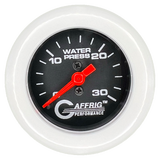 GAFFRIG 2 INCH MECHANICAL WATER PRESSURE 0-30 PSI GAUGE FAT RIM (218) / WHITE / BLACK