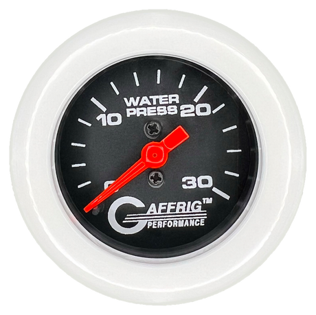 GAFFRIG 2 INCH MECHANICAL WATER PRESSURE 0-30 PSI GAUGE FAT RIM (218) / WHITE / BLACK