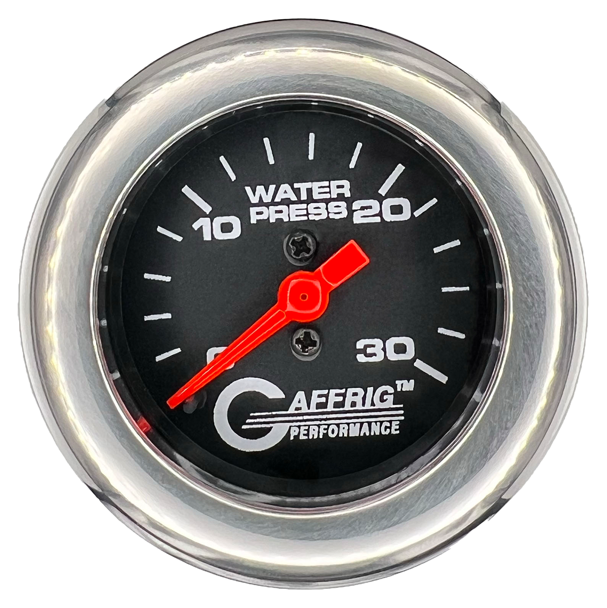 GAFFRIG 2 INCH MECHANICAL WATER PRESSURE 0-30 PSI GAUGE FAT RIM (218) / CHROME/POLISHED / BLACK