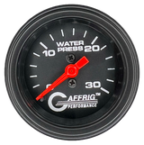 GAFFRIG 2 INCH MECHANICAL WATER PRESSURE 0-30 PSI GAUGE STEP RIM (002) / BLACK / BLACK