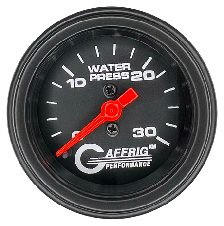 GAFFRIG 2 INCH MECHANICAL WATER PRESSURE 0-30 PSI GAUGE STEP RIM (002) / BLACK / BLACK