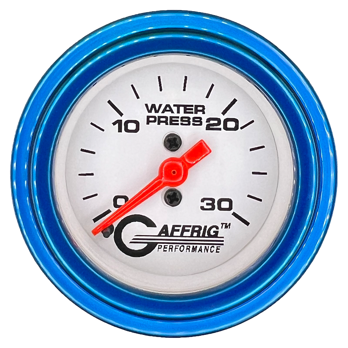 GAFFRIG 2 INCH MECHANICAL WATER PRESSURE 0-30 PSI GAUGE STEP RIM (002) / BLUE / WHITE