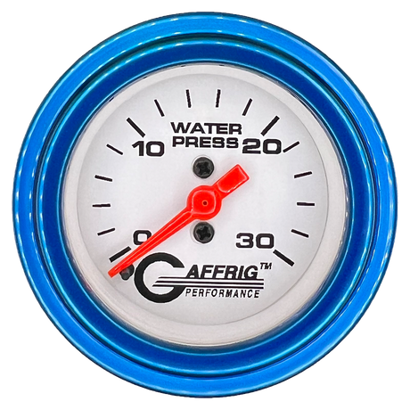 GAFFRIG 2 INCH MECHANICAL WATER PRESSURE 0-30 PSI GAUGE STEP RIM (002) / BLUE / WHITE