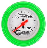 GAFFRIG 2 INCH MECHANICAL WATER PRESSURE 0-30 PSI GAUGE STEP RIM (002) / LIME GREEN / WHITE