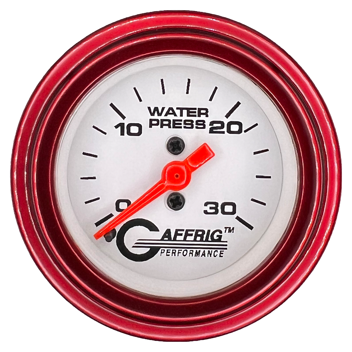 GAFFRIG 2 INCH MECHANICAL WATER PRESSURE 0-30 PSI GAUGE STEP RIM (002) / RED / WHITE