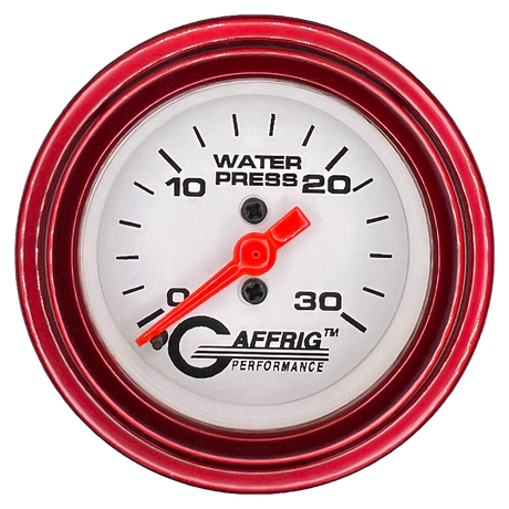 GAFFRIG 2 INCH MECHANICAL WATER PRESSURE 0-30 PSI GAUGE STEP RIM (002) / RED / WHITE