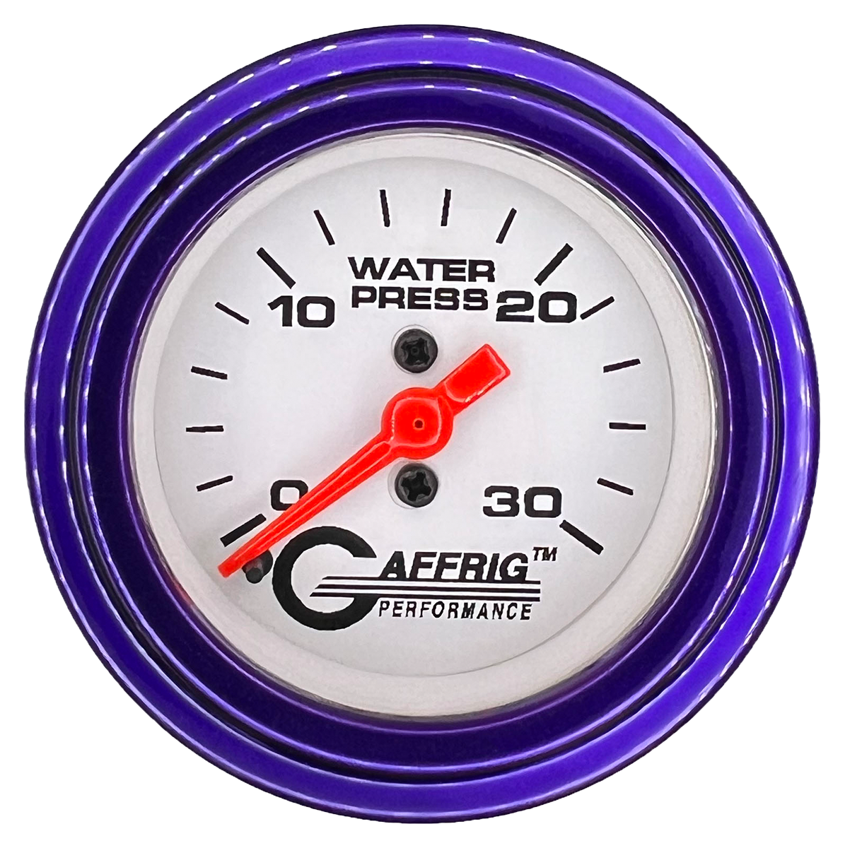 GAFFRIG 2 INCH MECHANICAL WATER PRESSURE 0-30 PSI GAUGE STEP RIM (002) / PURPLE / WHITE