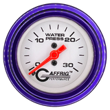 GAFFRIG 2 INCH MECHANICAL WATER PRESSURE 0-30 PSI GAUGE STEP RIM (002) / PURPLE / WHITE