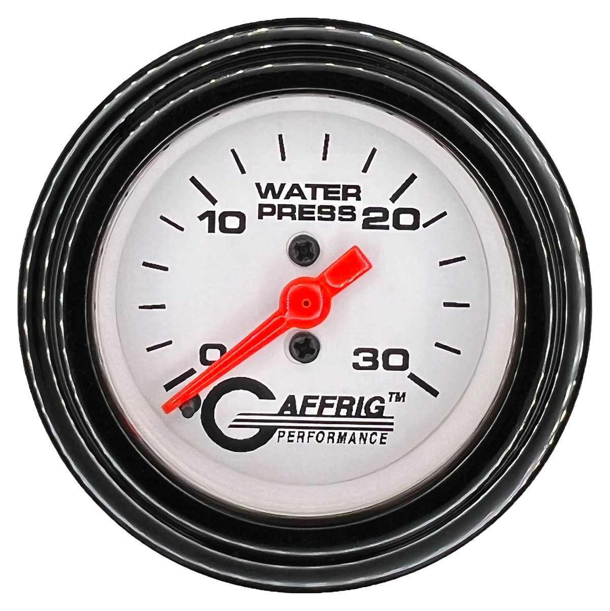 GAFFRIG 2 INCH MECHANICAL WATER PRESSURE 0-30 PSI GAUGE STEP RIM (002) / BLACK / WHITE