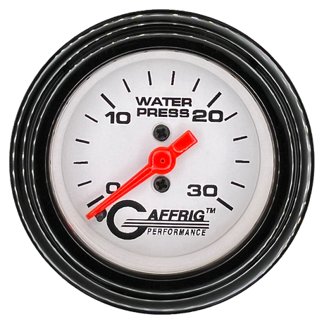 GAFFRIG 2 INCH MECHANICAL WATER PRESSURE 0-30 PSI GAUGE STEP RIM (002) / BLACK / WHITE