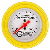 GAFFRIG 2 INCH MECHANICAL WATER PRESSURE 0-30 PSI GAUGE STEP RIM (002) / YELLOW / WHITE