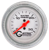 GAFFRIG 2 INCH MECHANICAL WATER PRESSURE 0-30 PSI GAUGE STEP RIM (002) / CHROME/POLISHED / WHITE