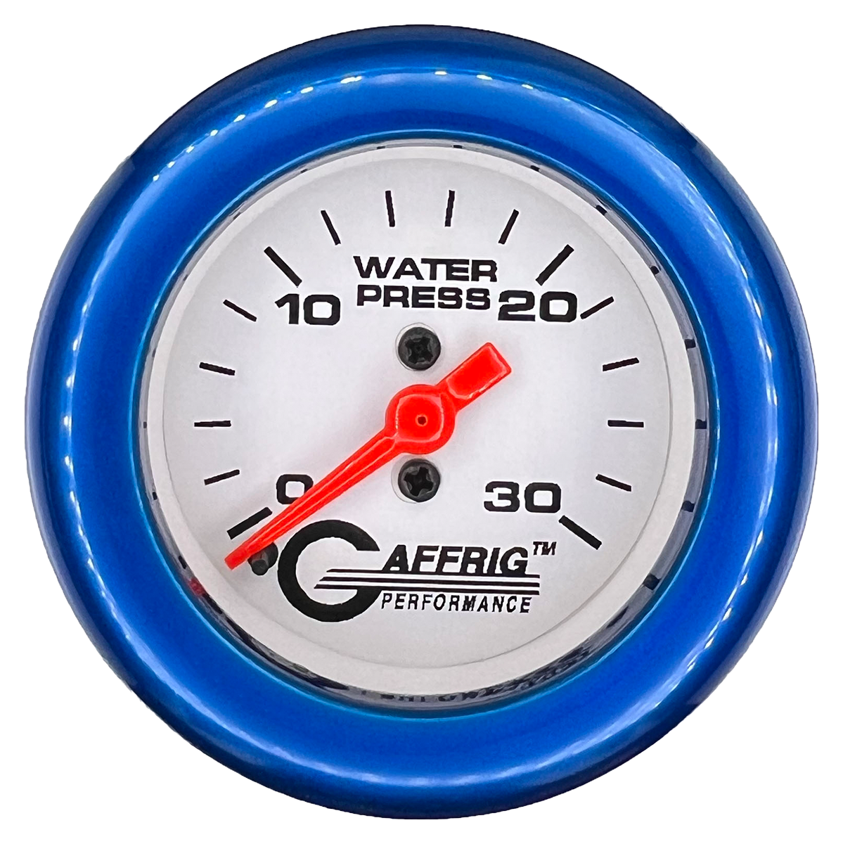 GAFFRIG 2 INCH MECHANICAL WATER PRESSURE 0-30 PSI GAUGE FAT RIM (218) / BLUE / WHITE