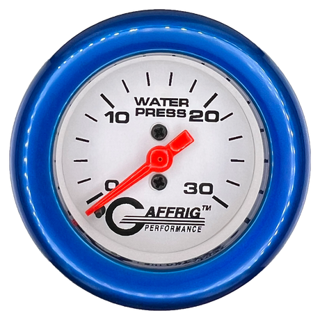 GAFFRIG 2 INCH MECHANICAL WATER PRESSURE 0-30 PSI GAUGE FAT RIM (218) / BLUE / WHITE