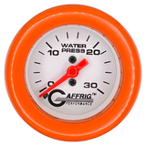 GAFFRIG 2 INCH MECHANICAL WATER PRESSURE 0-30 PSI GAUGE FAT RIM (218) / ORANGE / WHITE