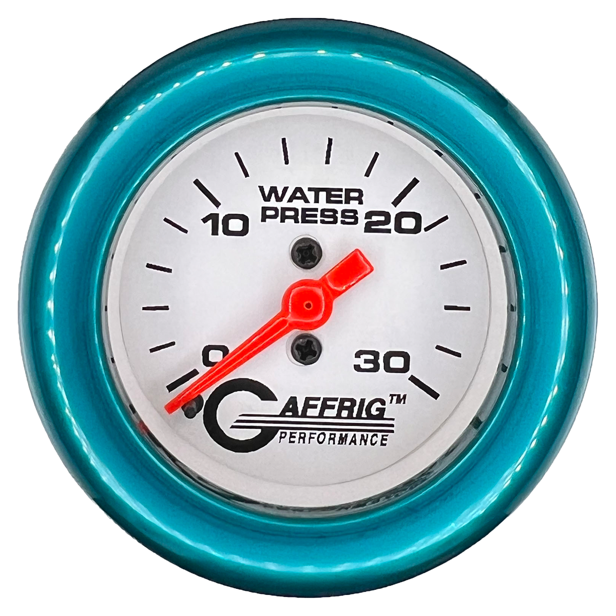 GAFFRIG 2 INCH MECHANICAL WATER PRESSURE 0-30 PSI GAUGE FAT RIM (218) / TEAL / WHITE