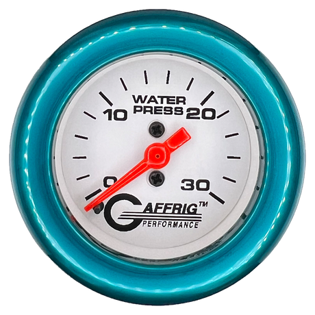 GAFFRIG 2 INCH MECHANICAL WATER PRESSURE 0-30 PSI GAUGE FAT RIM (218) / TEAL / WHITE