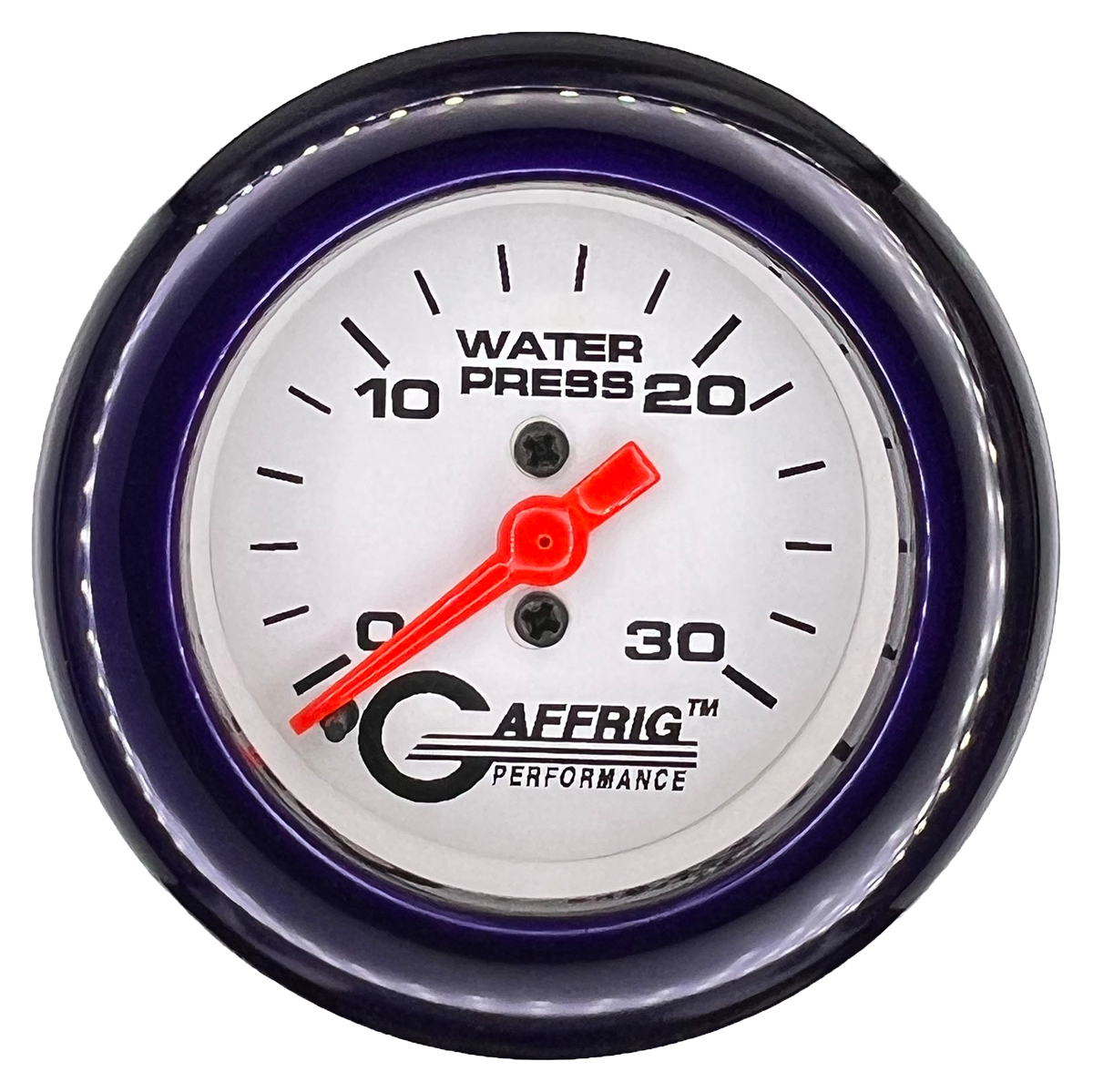 GAFFRIG 2 INCH MECHANICAL WATER PRESSURE 0-30 PSI GAUGE FAT RIM (218) / PURPLE / WHITE